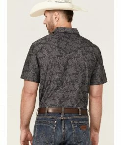 Moonshine Spirit Men's Pub Crawl Paisley Print Short Sleeve Snap Western Shirt  Black -Moonshine Spirit Shop 2000359556 001 P4