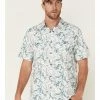 Moonshine Spirit Men's Vineyard Floral Print Short Sleeve Snap Western Shirt  White