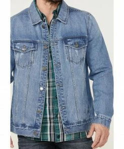 Moonshine Spirit Men's Button-Down Unlined Denim Trucker Jacket   Medium Wash -Moonshine Spirit Shop 2000362176 414 P3