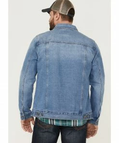Moonshine Spirit Men's Button-Down Unlined Denim Trucker Jacket   Medium Wash -Moonshine Spirit Shop 2000362176 414 P4
