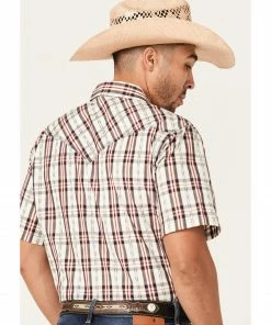 Moonshine Spirit Men's TNT Large Plaid Short Sleeve Snap Western Shirt  White -Moonshine Spirit Shop 2000364882 100 P4