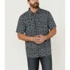 Moonshine Spirit Men's Tikki Pole Southwestern Stripe Short Sleeve Snap Western Shirt  Navy