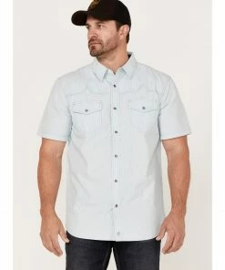 Moonshine Spirit Men's Side Stage Solid Short Sleeve Snap Western Shirt  Light Blue -Moonshine Spirit Shop 2000364886 450 P1 1