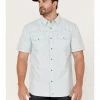 Moonshine Spirit Men's Side Stage Solid Short Sleeve Snap Western Shirt  Light Blue