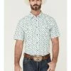 Moonshine Spirit Men's Blue Agave Floral Print Short Sleeve Snap Western Shirt  