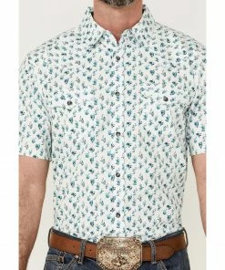 Moonshine Spirit Men's Blue Agave Floral Print Short Sleeve Snap Western Shirt   -Moonshine Spirit Shop 2000364887 100 P3
