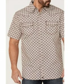 Moonshine Spirit Men's Sparky Medallion Geo Print Short Sleeve Snap Western Shirt  Burgundy -Moonshine Spirit Shop 2000364888 640 P3