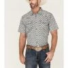 Moonshine Spirit Men's Disco Vine Floral Print Short Sleeve Snap Western Shirt  White