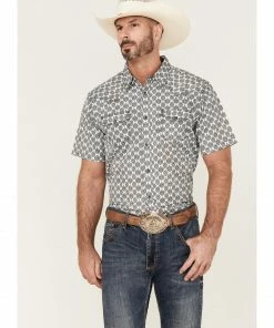 Moonshine Spirit Men's Disco Vine Floral Print Short Sleeve Snap Western Shirt  White