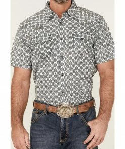 Moonshine Spirit Men's Disco Vine Floral Print Short Sleeve Snap Western Shirt  White -Moonshine Spirit Shop 2000364889 100 P3