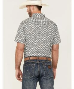 Moonshine Spirit Men's Disco Vine Floral Print Short Sleeve Snap Western Shirt  White -Moonshine Spirit Shop 2000364889 100 P4