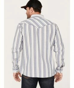 Moonshine Spirit Men's Shoshone Dobby Stripe Long Sleeve Snap Western Shirt  White -Moonshine Spirit Shop 2000364899 100 P4