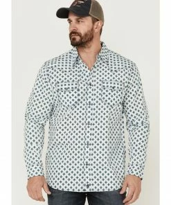 Moonshine Spirit Men's Southwestern Geo Print Long Sleeve Snap Western Shirt  Ivory -Moonshine Spirit Shop 2000364900 103 P1 1