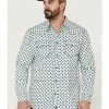 Moonshine Spirit Men's Southwestern Geo Print Long Sleeve Snap Western Shirt  Ivory