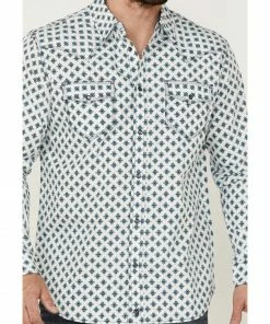Moonshine Spirit Men's Southwestern Geo Print Long Sleeve Snap Western Shirt  Ivory -Moonshine Spirit Shop 2000364900 103 P3