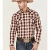 Moonshine Spirit Men's Apache Dobby Plaid Long Sleeve Snap Western Shirt 