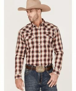 Moonshine Spirit Men's Apache Dobby Plaid Long Sleeve Snap Western Shirt 