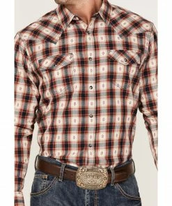 Moonshine Spirit Men's Apache Dobby Plaid Long Sleeve Snap Western Shirt  -Moonshine Spirit Shop 2000364906 110 P3