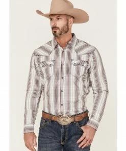 Moonshine Spirit Men's Stripe Plaid Long Sleeve Snap Western Shirt 