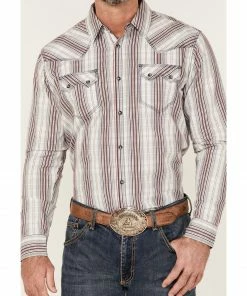 Moonshine Spirit Men's Stripe Plaid Long Sleeve Snap Western Shirt  -Moonshine Spirit Shop 2000364908 100 P3