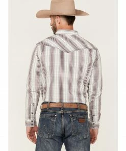 Moonshine Spirit Men's Stripe Plaid Long Sleeve Snap Western Shirt  -Moonshine Spirit Shop 2000364908 100 P4