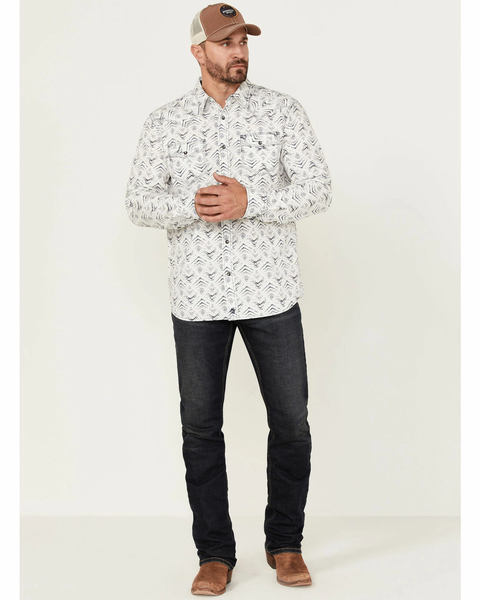 Moonshine Spirit Men's Wings All-Over Print Long Sleeve Snap Western Shirt White 2 Moonshine Spirit Men's Wings All-Over Print Long Sleeve Snap Western Shirt White - Image 2