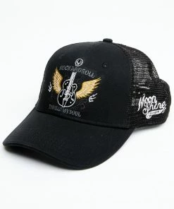 Moonshine Spirit Men's Guitar Wings Patch Mesh-Back Ball Cap - Black 
