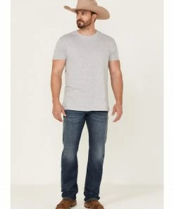 Moonshine Spirit Men's Corral Dust Medium Dark Wash Stretch Slim Straight Jeans Dark Medium Wash