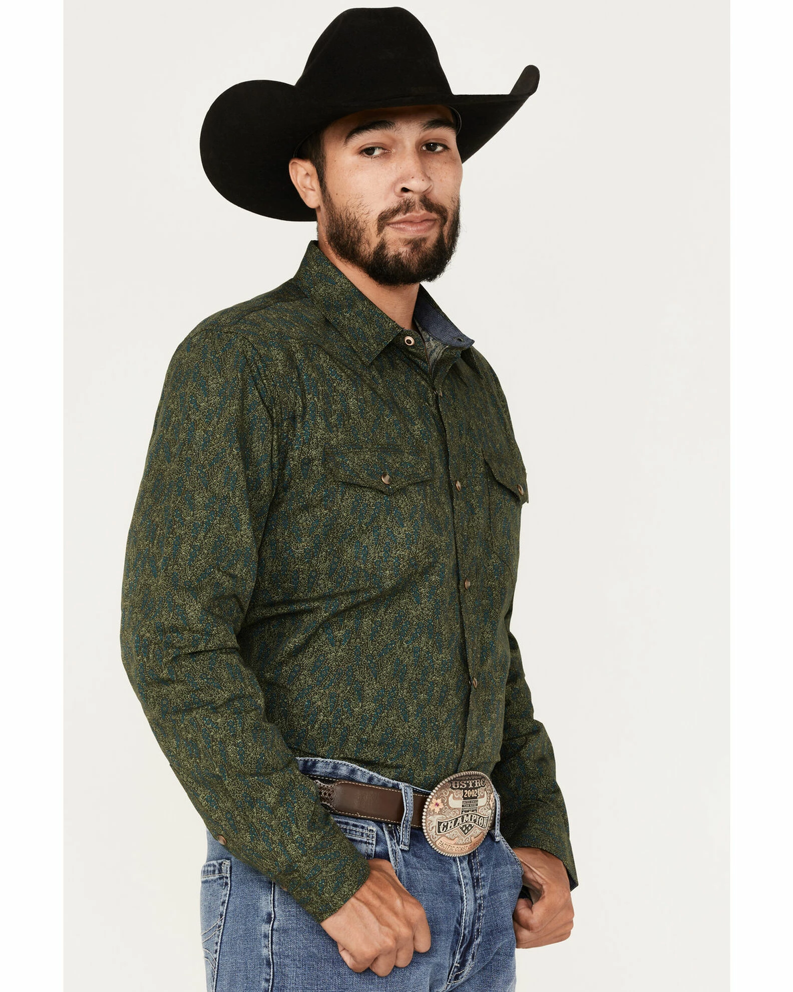 Moonshine Spirit Men's Limelight Paisley Print Snap Western Shirt Green 2 Moonshine Spirit Men's Limelight Paisley Print Snap Western Shirt Green - Image 2