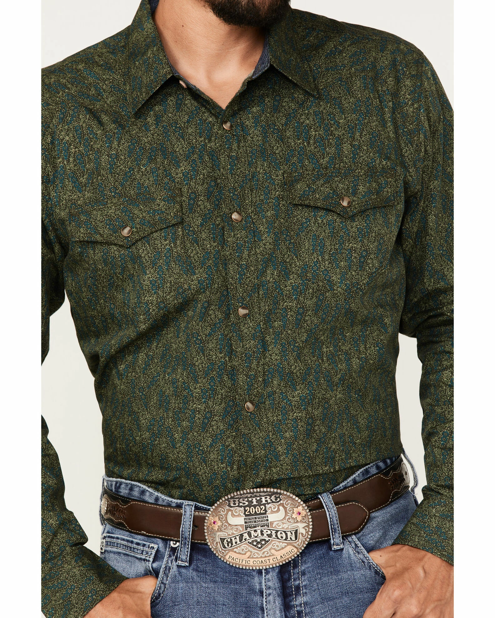 Moonshine Spirit Men's Limelight Paisley Print Snap Western Shirt Green 3 Moonshine Spirit Men's Limelight Paisley Print Snap Western Shirt Green - Image 3