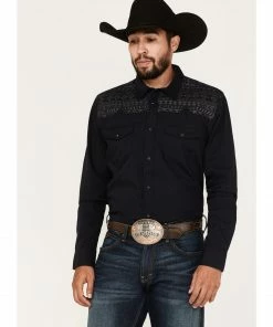 Moonshine Spirit Men's Cave Painter Embroidered Yoke Snap Western Shirt  Black