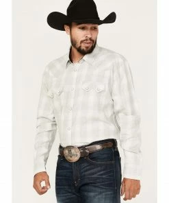 Moonshine Spirit Men's Ethonol Plaid Snap Western Flannel Shirt  Cream