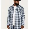Moonshine Spirit Men's Propane Plaid Snap Western Flannel Shirt  Navy