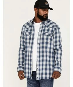 Moonshine Spirit Men's Propane Plaid Snap Western Flannel Shirt Navy