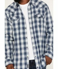 Moonshine Spirit Men's Propane Plaid Snap Western Flannel Shirt  Navy -Moonshine Spirit Shop 2000374138 410 P3