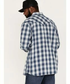 Moonshine Spirit Men's Propane Plaid Snap Western Flannel Shirt  Navy -Moonshine Spirit Shop 2000374138 410 P4