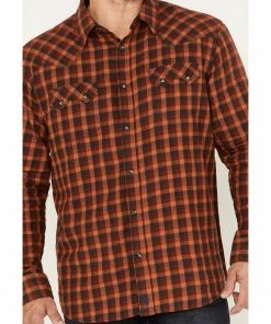 Moonshine Spirit Men's Burning Flame Plaid Print Long Sleeve Snap Western Flannel Shirt  -Moonshine Spirit Shop 2000374141 220 P3