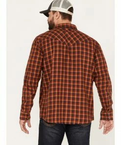 Moonshine Spirit Men's Burning Flame Plaid Print Long Sleeve Snap Western Flannel Shirt  -Moonshine Spirit Shop 2000374141 220 P4