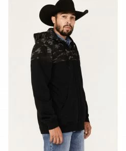 Moonshine Spirit Men's Midnight Camo Color-Blocked Zip-Front Hooded Sweatshirt  Camouflage