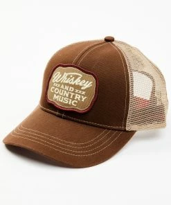 Moonshine Spirit Men's Whiskey & Country Music Patch Mesh Back Trucker Cap Brown