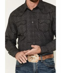 Moonshine Spirit Men's Medallion Print Long Sleeve Western Snap Shirt Black -Moonshine Spirit Shop 2000380510 001 P3
