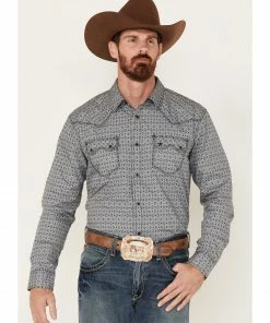 Moonshine Spirit Men's Yukatan Southwestern Print Long Sleeve Snap Western Shirt Black