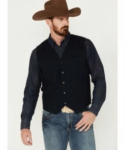 Moonshine Spirit Men's Pinstripe Capone Wool Vest Navy