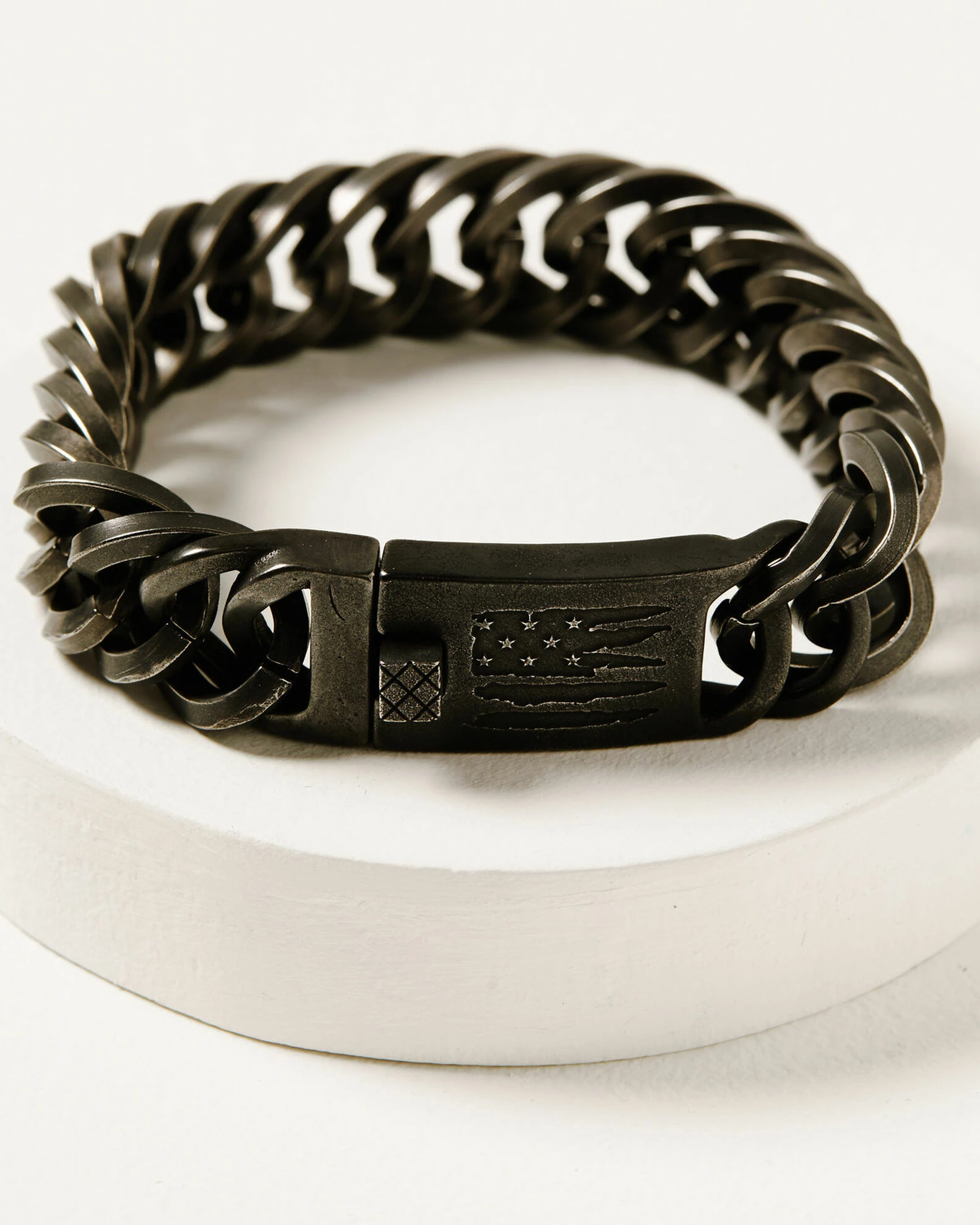 Moonshine Spirit Women's Gun Metal Slashed Flag ID Bracelet Silver 1 Moonshine Spirit Women's Gun Metal Slashed Flag ID Bracelet Silver